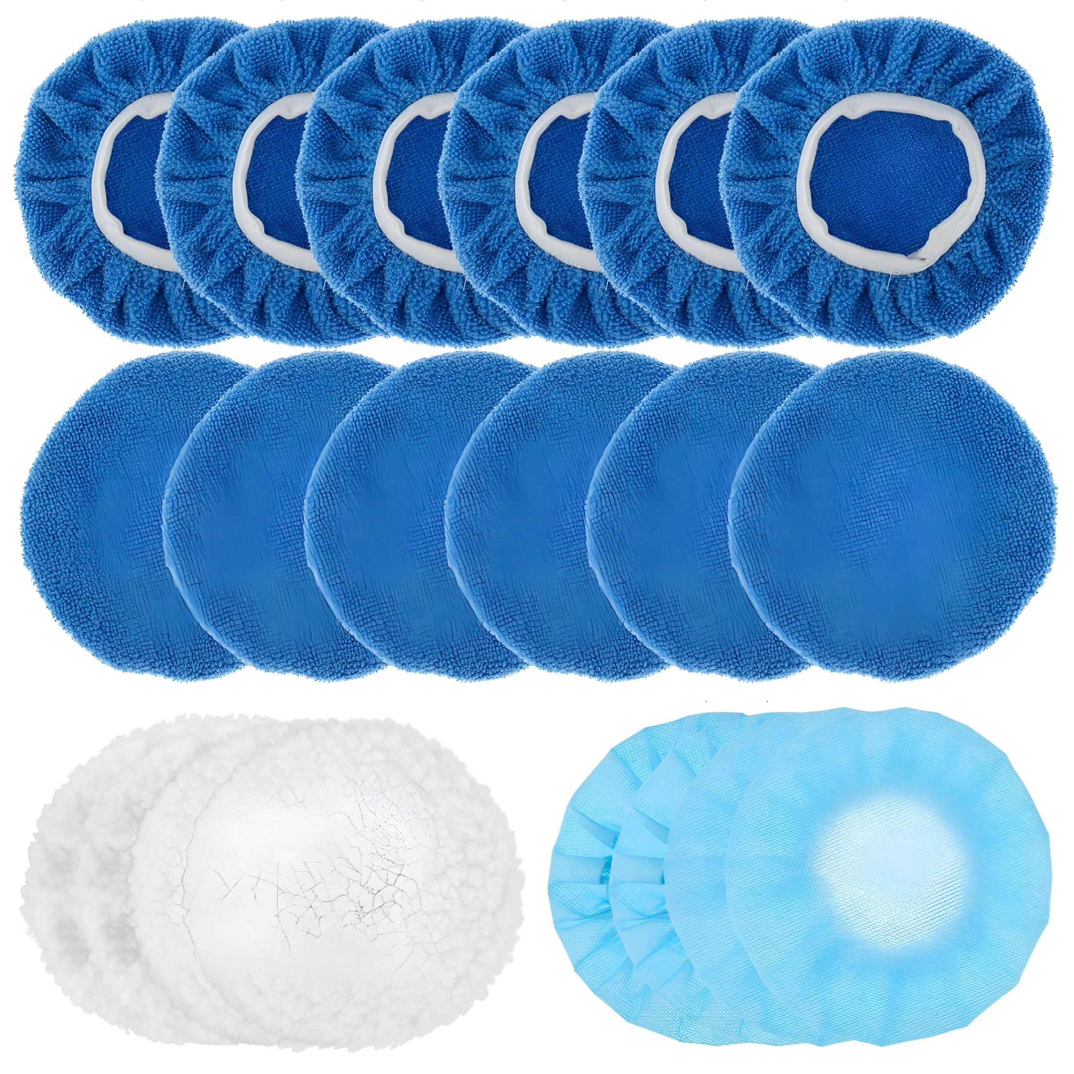 RIONIMA 2026 New 20Pcs 5-6Inch Car Polisher Bonnets Polishing Pad Buffer Waxers Wash Wool Car Wax Kit Durable Microfiber Polishing Bonnets for Waxing Polishing