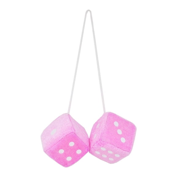 RIONIMA 2026 New 2Pcs Hanging Dice,Fun 3D Block Design Fuzzy Plush Dice,Soft Plush Texture Creative Dice Shape Car Decorative for Car,Home,Office,Pink,2.75In