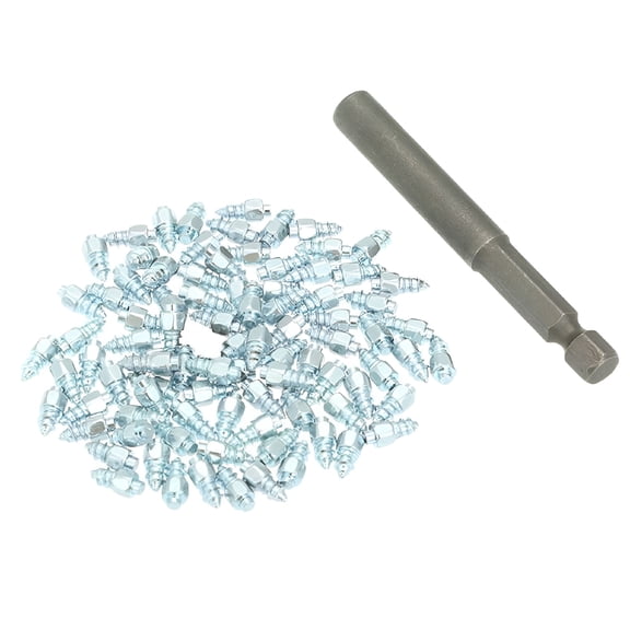 RIONIMA 2026 New 9Mm Carbide Screw Tire Studs Snow Spikes Anti-Slip/Anti-Ice for Car/Snowmobile/Tractor/Atv/Utv/Motorcycle/Short Lug/Bicycles/Shoes with Installation Tool-Pack of 100