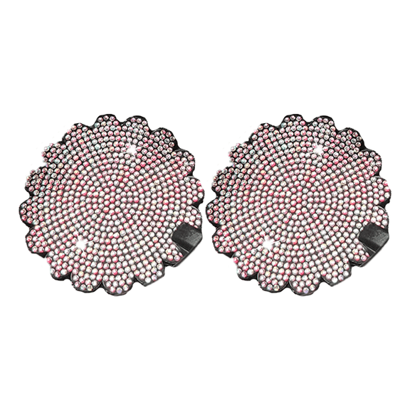 RIONIMA 2026 New Car Coasters Glittering Czech Rhinestone Silicone Coasters Protective Cup Mat Shiny Car Coasters for An Elegant Touch for Car Office Home