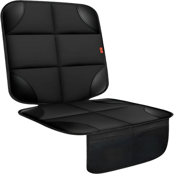 RIONIMA 2026 New Car Seat Protector 1 Pack Car Seat Cushion Mat Thickest Padding,Waterproof 600D Fabric Car Seat Covers for Non-Slip Backing Mesh Pockets for Baby and Pet(1 Seat Protector)