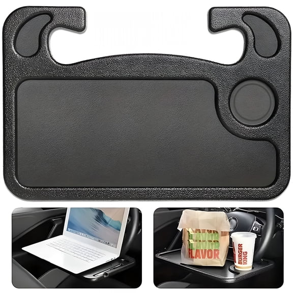 RIONIMA 2026 New Car Steering Wheel Desk for Laptop,Multipurpose Travel Car Accessories,Car Seat Stand Trays for Eating,Steering Wheel Under Table Console Food Tray for Car(Black)