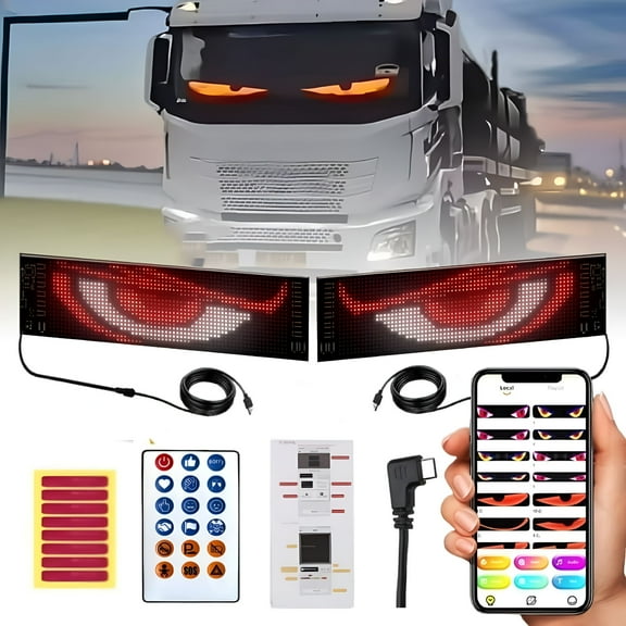 RIONIMA 2026 New Devil Eyes Light for Cars,Car Window Flexible Led Display Screen Panel,Dynamic Big Eye Lights for Windshield with App Control and Remote Controller