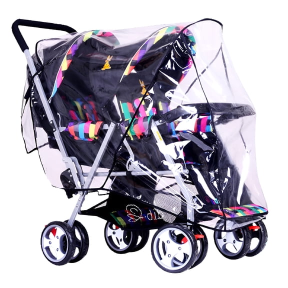 RIONIMA 2026 New Double Stroller Rain Cover Tandem Stroller Raincoat Baby Weather Shield Universal Size Waterproof Windproof 351426*46In