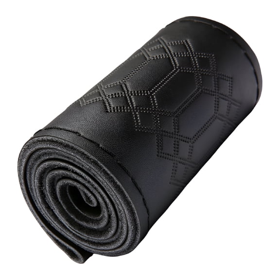 RIONIMA 2026 New Hand Sewn Steering Wheel Wrap Sewing Leather Steering Wheel Cover Embossed Pattern Stitch Steering Wheel Protector Wrap for Car Interior Accessories with Needles&Threads Black-Black