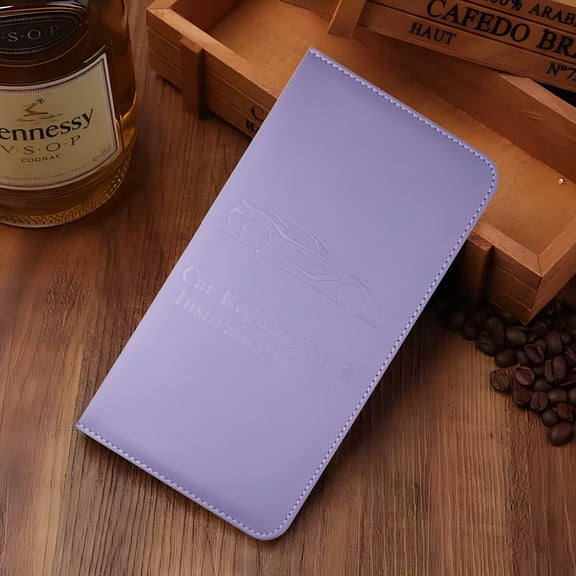 RIONIMA 2026 New Leather Car Registration and Insurance Card Holder,Glove Box Organizer for License,Cards&Documents,Car Wallet for All Vehicle Needs and Car Accessories,Purple