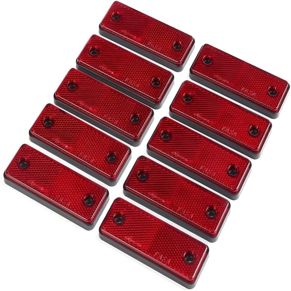 RIONIMA 2026 New Plastic Red Mini Stick-On Rectangular Reflectors for Gate Posts Bikes,With Strongly Reflecting Light Ensuring Safe Driving at Night,Screw Length 2.2Cm,Distance