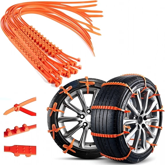 RIONIMA 2026 New Reusable Anti Snow Chains,10/20 Pcs Portable Snow Tire Chain for Pickup Trucks Suv,Emergency Snow Plastic Non-Slip Cable Tie,Snow Mud Chains for Winter Driving Muddy Road(10)