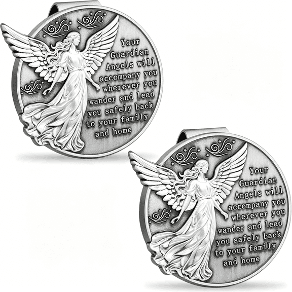 RIONIMA 2PCS Guardian Angel Visor Clip for Car - For New Drivers! Christian Car Accessories & Catholic Gifts for Women,Faith-Infused Journey Companion