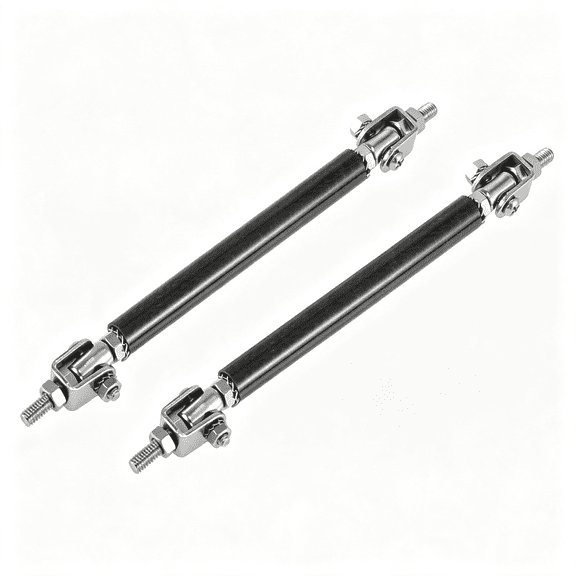 RIONIMA 2Pcs 7"-9" Car Adjustable Front Bumper Lip Splitter Strut Tie Rod Bar Universal Black Carbon Fiber Pattern Car Parts Splitter Strut Rods