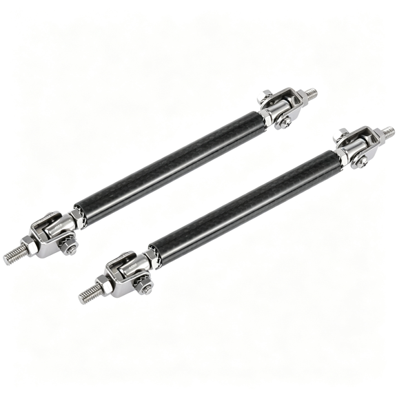 RIONIMA 2Pcs 7"-9" Car Adjustable Front Bumper Lip Splitter Strut Tie Rod Bar Universal Black Carbon Fiber Pattern Long-Lasting Front Bumper Lip
