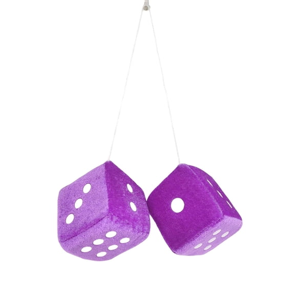RIONIMA 2Pcs Fuzzy Plush Hanging Dice, 3D Cube Car Decor