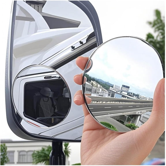 RIONIMA 2Pcs Large Stick-On Blind Spot Car Mirror,3.75 Inch Non-Adjustable Big Round Convex Rear View Mirrors,Hd Glass Blindspot Convex Rearview Mirror for Car,Van,Suv and Trucks