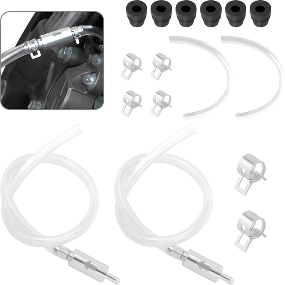 RIONIMA 2Set Brake Bleeder Kit, Brake Fluid Bleeder Kit Includes 4Pcs Brake Bleeder Hose, 2Pcs One Way Check Valve, Universal Brake Bleeder Kit Car Accessories for Car Motorbike Bike