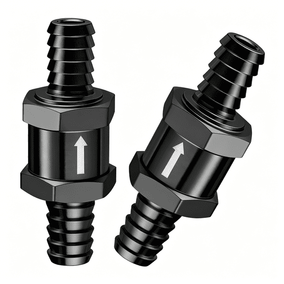 RIONIMA 3/8" Fuel Check Valve One Way Inline Non Return Diesel Gasoline Black (10mm OD,2PCS)