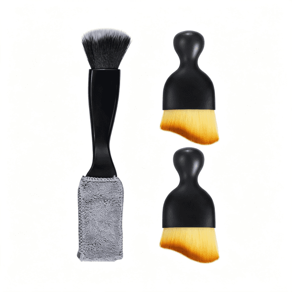 RIONIMA 3 Pcs Car Interior Detail Dust Brush,Soft Car Interior Detailing Kit Tools,Dash Duster Brush for Auto,Truck,Suv,Rv Interior Cleaning, Versatile Detailing Brush Set