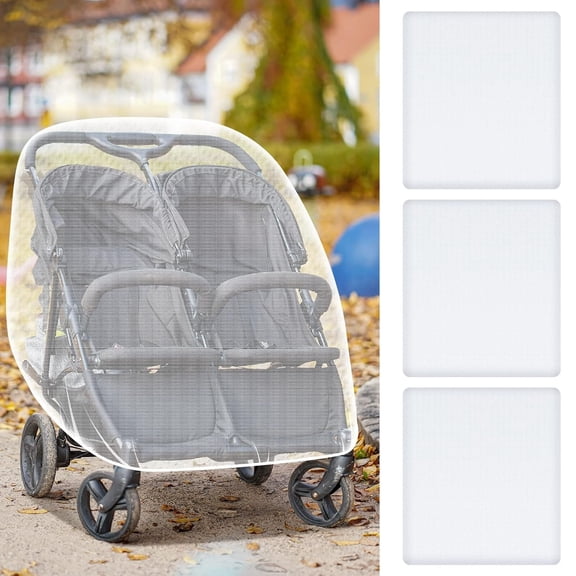 RIONIMA 3 Pcs Double Stroller Mosquito Net Breathable Mesh Baby Stroller Net Stroller Netting Mosquito for Baby Stroller Bug Cover for Double Stroller Tandem Stroller Bassinet Cradle Playard