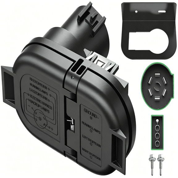 RIONIMA 4/7 Pin Trailer Wiring Harness Connector with Mounting Bracket,7 Way Blade and 4 Way Flat Towing Adapter Plug