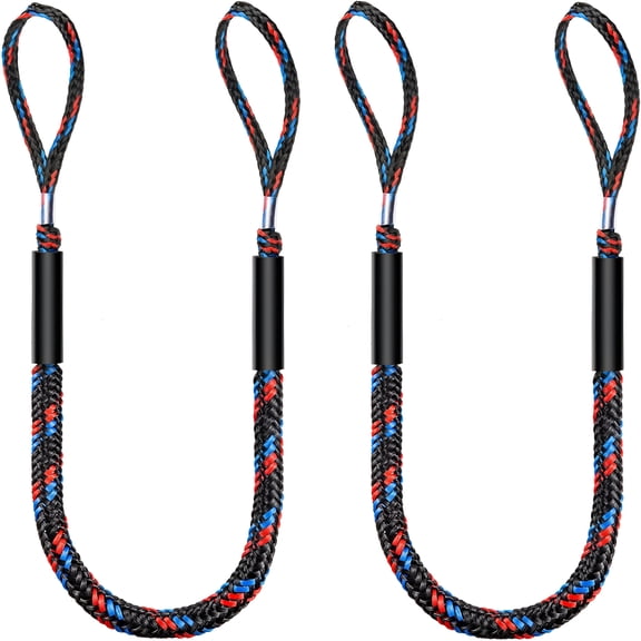 RIONIMA 4 Ft Boat Bungee Dock Lines, Elastic Shock Absorbing Mooring Ropes for Bass Boats and Pontoons