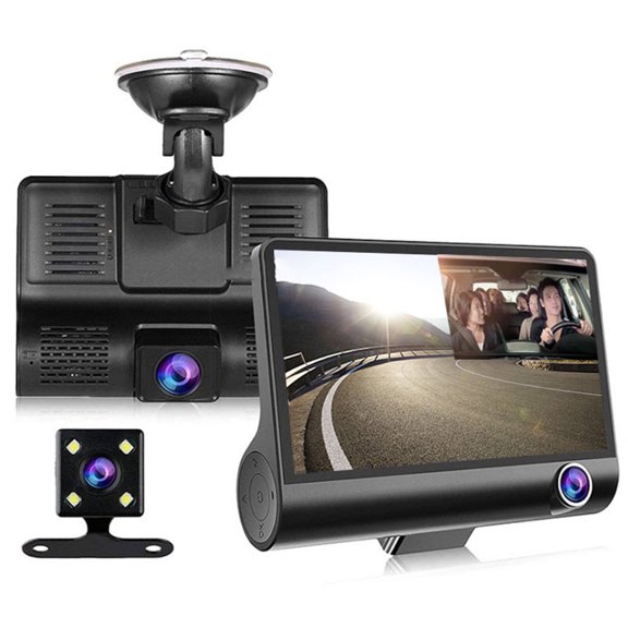 RIONIMA 4 Inch Dash Cam Front and Rear, 3 Lens Car Camera, 1080P HD Night Vision