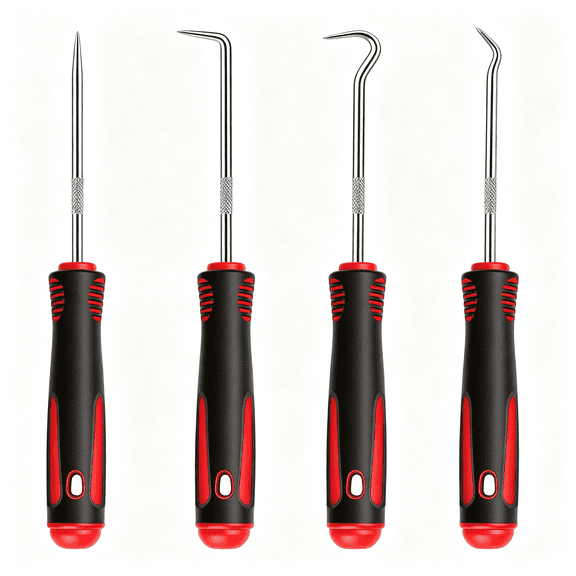 RIONIMA 4Pcs Hook and Pick Set,Pick Tool Set for O-Ring,Seal and Gasket Removal Mechanic Pick Set with Non-Slip Grip,Automotive Pick Set for Oil Seal,Hoses,Car Repair and Diy Use
