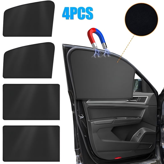 RIONIMA 4Pcs Magnetic Car Side Window Sun Shade Cover Shield Uv Protection Front and Rear Magnetic Shades for Metal Doors