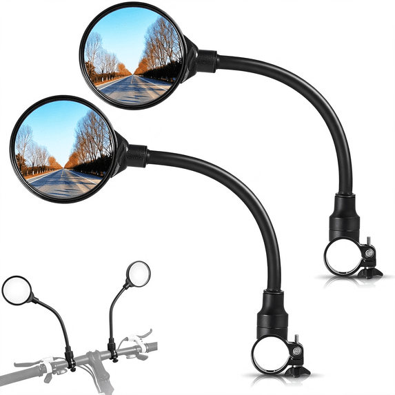 RIONIMA Bicycle Rearview Mirror 2-Pack - Adjustable Wide Angle Bike ...