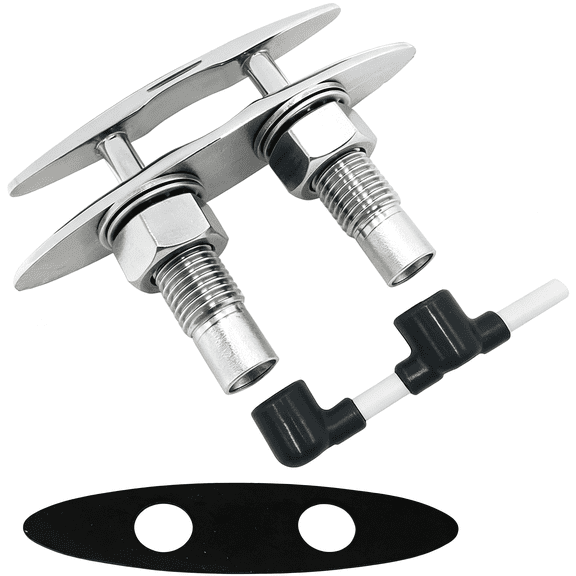 RIONIMA Boat Cleats Pull Up Boat Cleat 316 Stainless Steel Pop Up Cleat Heavy Duty Flush Mount Retractable Cleat with Backing Plate and Lock Nuts (5 Inch/6 Inch)