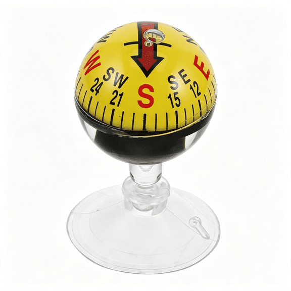 RIONIMA Car Guide Ball Compass with Strong Suction Cup 2.83In Portable Vehicle Compass for Automotive Interior Navigation and Outdoor Use,Durable Car Compass