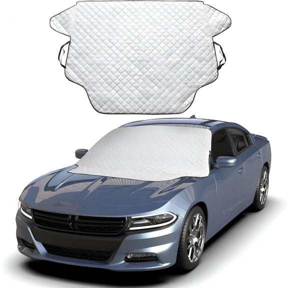 RIONIMA Car Windshield Snow Cover - Ice Windshield Cover with 4 Layers Thickness, Snow Protection Cover, Easy to Use, [Universal Fit] for Cars, SUV, Sedan, Hatchback - Medium