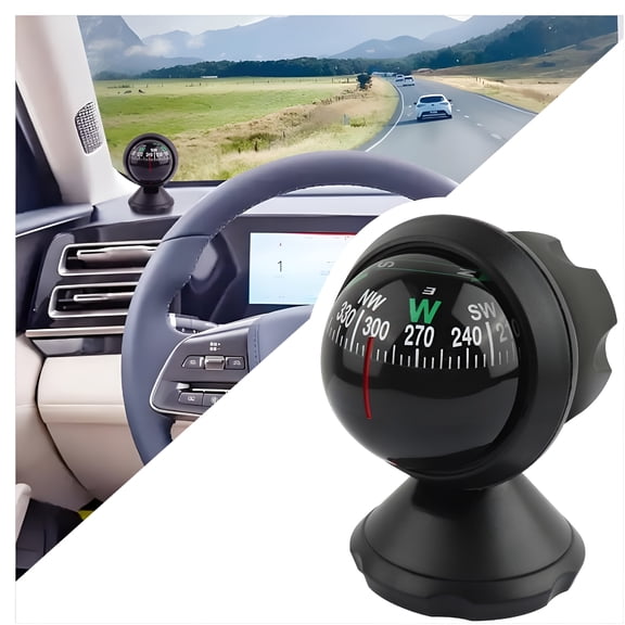 RIONIMA Compass for Car with Bottom Stick Car Compass Ball, Adjustable and Night Vision Car Compass Dashboard for Find Direction, Universal Car Accessories for Boat Car Truck SUV