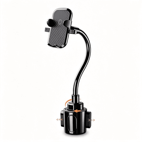 RIONIMA Cup Holder Phone Mount 15 Inch Adjustable Gooseneck Arm for Car | Adjustable Long Arm and Stable Cup Holder Base Keep Your Phone Secure, Easy to Reach, and Clear to View While Driving