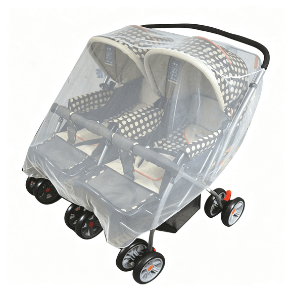 RIONIMA Double Stroller Mosquito Net, Ultra-Fine Mesh, Elastic Closure, Tulle Material, Universal Size, Protective Stroller Bug Net