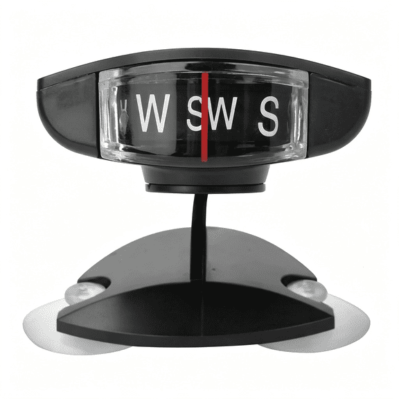 RIONIMA Foldable Car Compass Ball with Strong Suction Cups, Accurate Southpointing Pointer for Vehicle Boat Truck - Lightweight Outdoor Car Compass Black Plastic