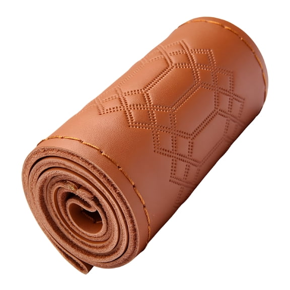 RIONIMA Hand Sewn Steering Wheel Wrap Leather Cover with Embossed Pattern Stitch Protector for Car Interior Accessories Universal 38cm with Needles and Threads Brown