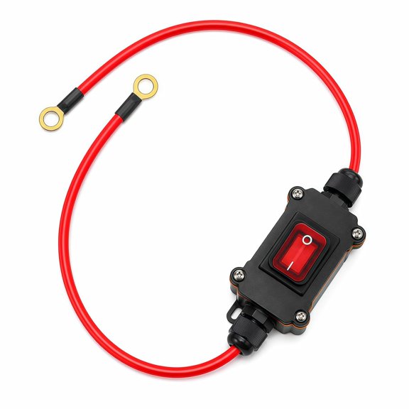 RIONIMA Heavy Duty Dc 12V-24V Inline Switch,25A Waterproof Ip67 Dpst Battery Disconnect Power Switch with 10 Awg Pure Copper Cable,On/Off Switch for Automotive,Motorcycle,Marine,Rv & Atv