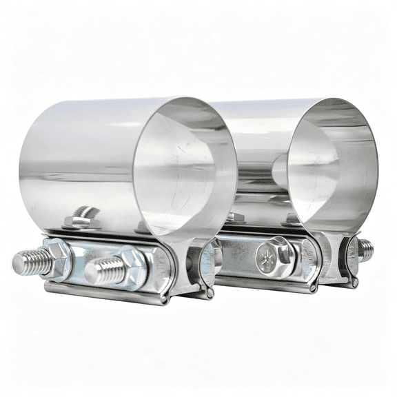 RIONIMA Id 2.5" 2-1/2 Inch Lap Joint Exhaust Band Clamps Stainless | T304 Exhaust Butt Clamp for Od 2.5 Inch Pipes, 360 Seal for Exhaust Pipes, 10.8 High Strength Bolt, 2 Pack