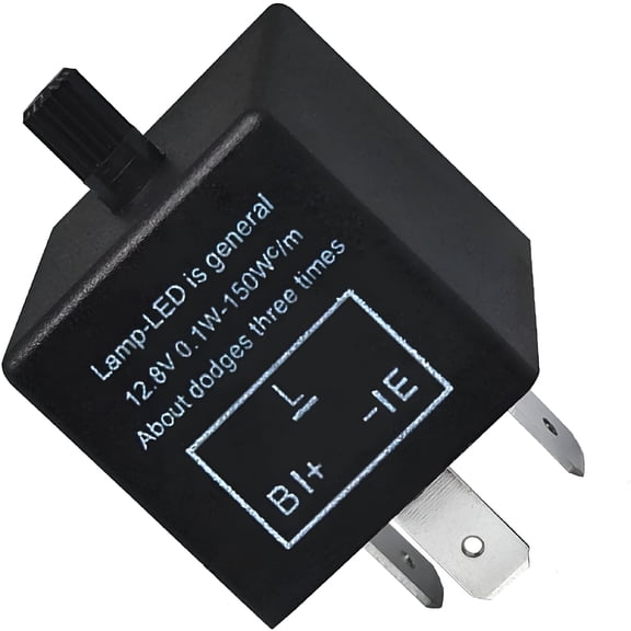 RIONIMA Led Flasher Relay,3 Pin Adjustable Relay for Solving Hyper Blink Flashing Turn Signal and Hazard Warn Problem,Plug and Play Flash Frequency Repair Tool,Universal for Most Cars (Black)