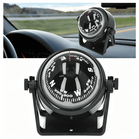 RIONIMA Marine Compass,Boat Compsss Black Electronic Adjustable Ball Night Compasses for Car Windshield Boat Vehicle Outdoor Sea,Boat Compass