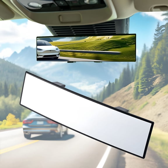 RIONIMA Rear View Mirror, Interior Clip-on Wide Angle Panoramic Rear Mirrors, Universal 11.81 Inch Panoramic Convex Rearview Mirror, Cars Accessory, for Cars, SUVs, Trucks, Various Kinds Vehicles