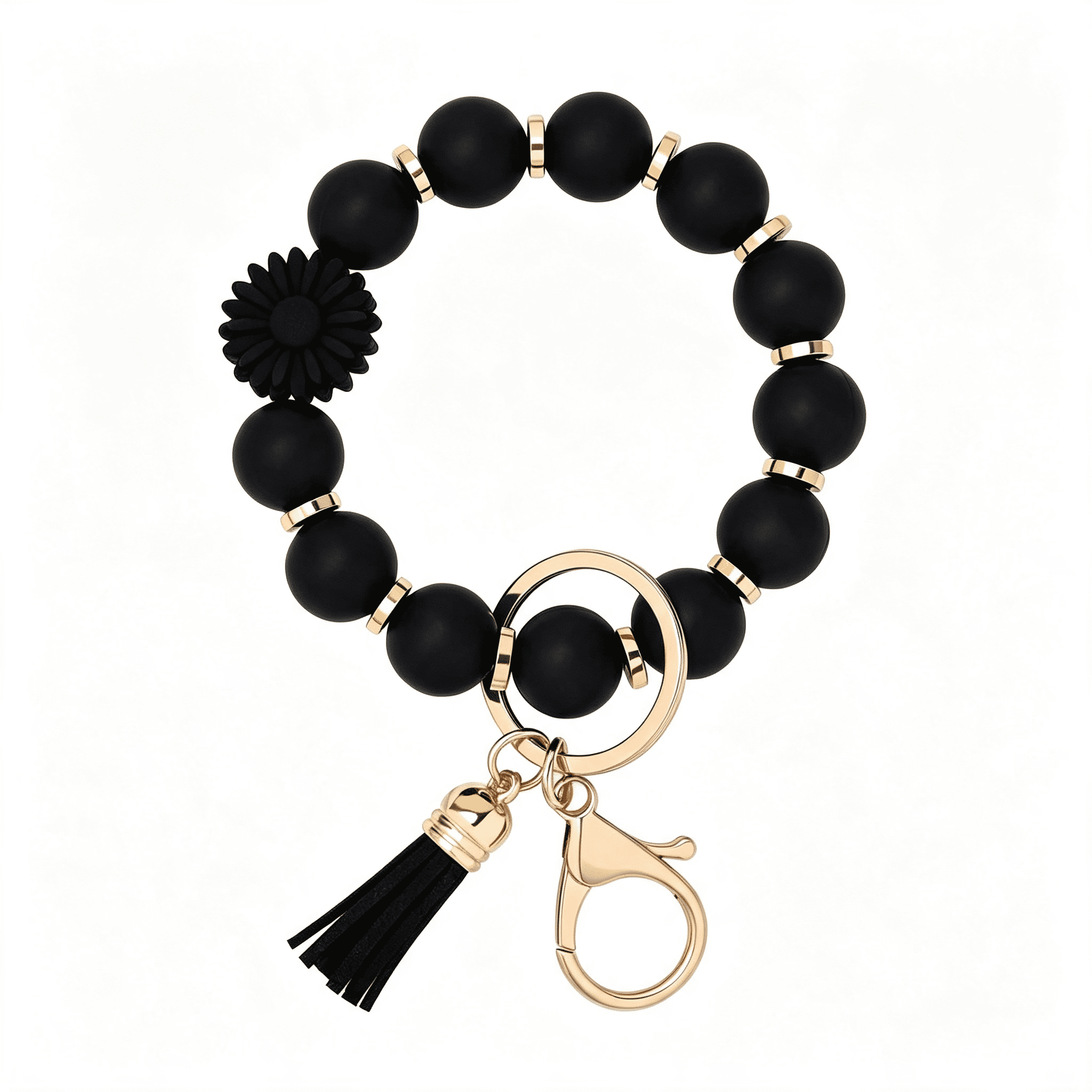 RIONIMA Silicone Beaded Keychain Wristlet Key Ring Bracelet Cute Car ...