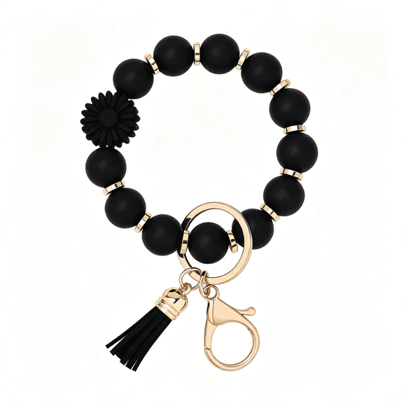 RIONIMA Silicone Beaded Keychain Wristlet Key Ring Bracelet Cute Car ...