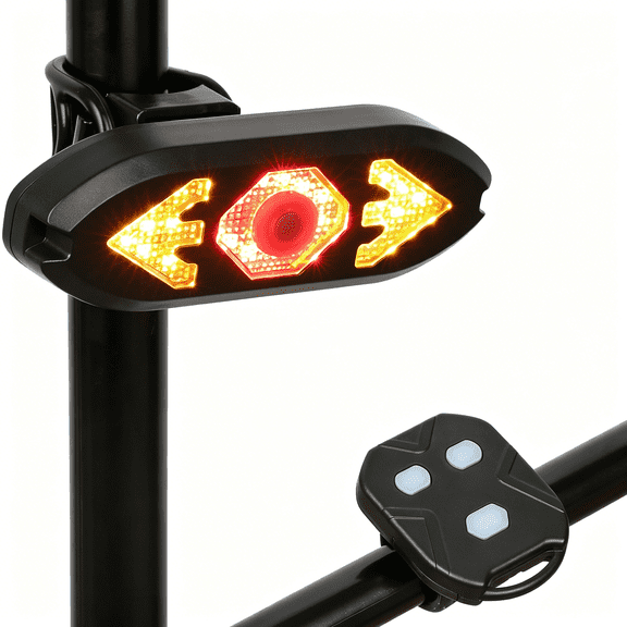 RIONIMA Smart Bike Tail Light with Turn Signals, Wireless Remote Control Cycling & 65 Lumen Rear Safety Warning Light,Usb Rechargeable Waterproof Blinker for Biycle, Scooter