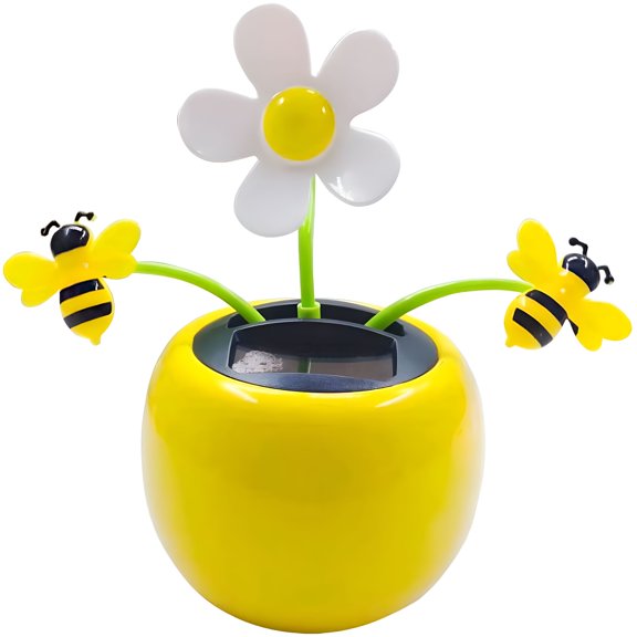 RIONIMA Solar Energy Dancing Toy Swing Bee Flower Pot Ornament for Car Dashboard Desk Office Home Decoration