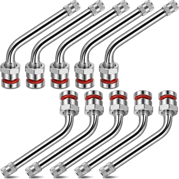 RIONIMA Tr545D Truck Tire Valve Stems - 60 Bend, Fit 22.5" & 24.5" Aluminum Wheels, Tubeless, 9.7Mm Rim Hole (Pack of 10)