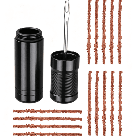 RIONIMA Tubeless Bike Tire Repair Kit for Mtb&Road Bicycles-Quick Repair for Punctures&Flats,"Cludes Storage Canister,Plugger Tool&15 Rubber Repair Strips,Essential Bicycle Tyre Repair Tool Set