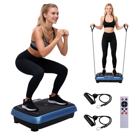 Rionrun Vibrating Plate Exercise Machine, 150 Watts, 300 lbs Shake Board with Bluetooth, LED Display for Entertainment Activities , Blue