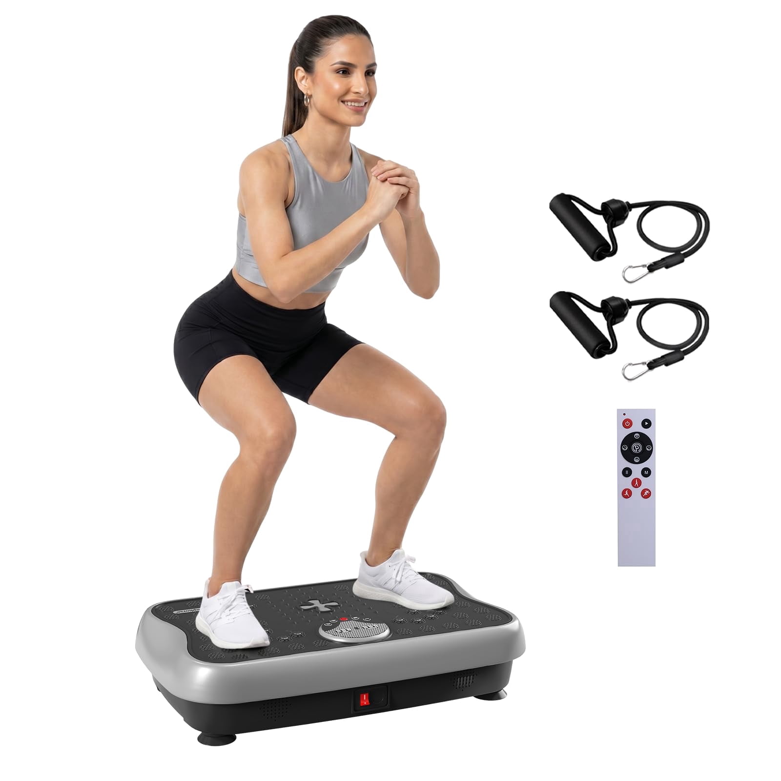 RIORUN Vibration Plate Exercise Machine with 300 Speeds and 150w, 460 lbs, Silver