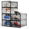 thumbnail image 1 of RIOUSERY Shoe Boxes Set of 6, Black Frame Clear Plastic Stackable Shoe Storage Organizer for Closet Entryway, Shoe Containers with lids, 1 of 8