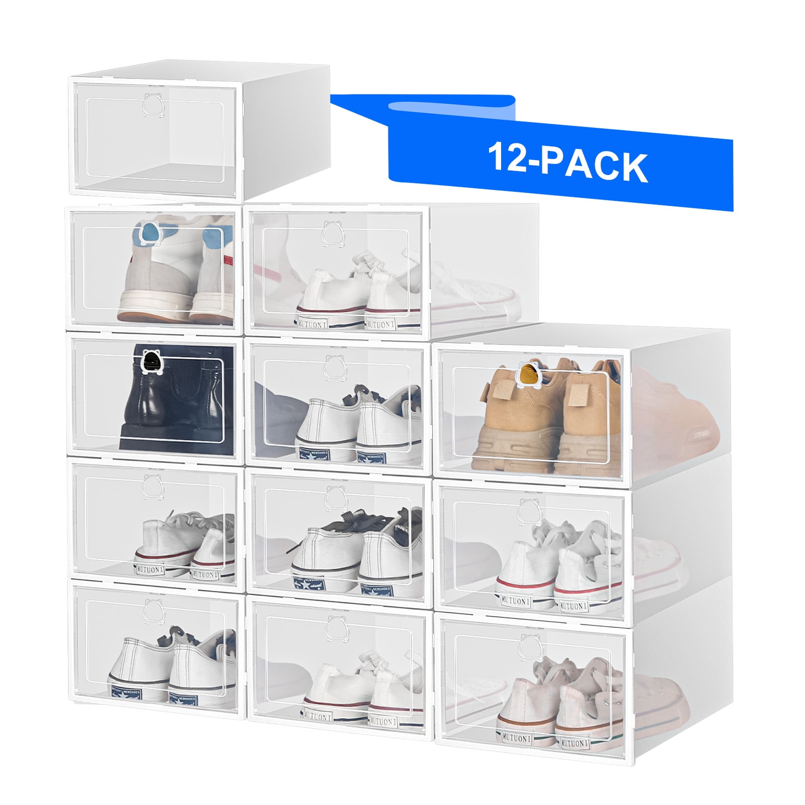3/6/12 Stable Plastic Shoe Boxes with Lids AJ Sneaker Boots Organizer for  Closet